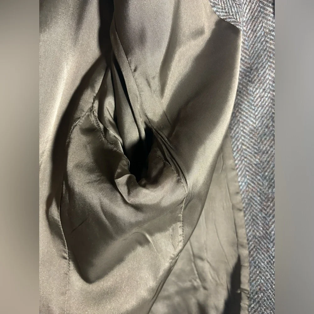 Vintage Pendleton Brown Herringbone Blazer with Tan Suede Yokes - Picture 7 of 8